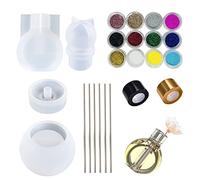 Cayway 11 PCS Silicone Moules Bijoux Résine Flacon de Parfum, 2 PCS Bouteille Moule en Résine de Silicone avec Couvercle pour La Fabrication de Bouteilles de Bricolage, Décoration de La Maison