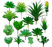 Cayway 15 PCS Artificielles Plantes Succulentes Verte Succulentes Artificielles Succulentes Artificielles Décoratives pour La Maison Jardin Intérieur Décoration