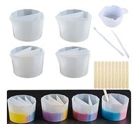 Cayway 18 PCS Gobelet Fendu pour Verser de La Peinture, 4 PCS Acrylique Pour Split Cup Gobelet et Outils de Mélange de Couleurs Fendu Réutilisable en Silicone pour Verser L'acrylique