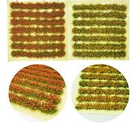 Cayway 2 PCS Fleur Statique Touffes de Fleurs Miniature Fleur de Végétation Groupes Statiques Herbe Toufts pour Le Bricolage Architecture Bâtiment Jardin Paysage, Orange, Jaune et Orange