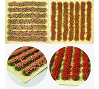 Cayway 2 PCS Fleur Statique Touffes de Fleurs Miniature Fleur de Végétation Groupes Statiques Herbe Toufts pour Le Bricolage Architecture Bâtiment Jardin Paysage, Rose et Rouge