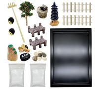 Cayway 22 PCS Mini Zen de Jardin Outils avec Du Sable Blanc pour Décoration Miniature, Bureau de La Maison