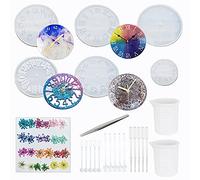 Cayway 25 PCS Moules en Résine Horloge, D'horloge Silicone Moules Bijoux Résine avec Des Fleurs Séchées et Des Outils de Fabrication pour l'horloge de Bricolage, La Fabrication de Bijoux