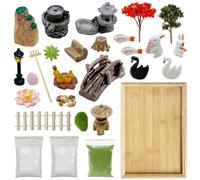 Cayway 26 PCS Zen de Jardin Outils, Mini Zen de Jardin, Mini Zen Sable avec du Sable Blanc pour Décoration de Jardin Miniature, Bureau de La Maison