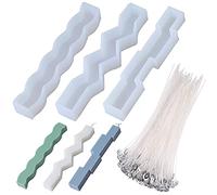 Cayway 3 PCS Bougeoir Moules en Résine, Bougie Longue Silicone Moules Bijoux Résine avec 100 PCS Bougie Mèche pour Fabrication de Bougies, Moules en Silicone pour Bougies Piliers Bricolage