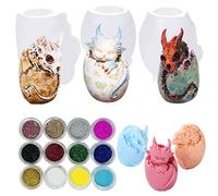 Cayway 3 PCS Moulle Silicone Resine Epoxy, Petit œuf de Dragon Silicone Moule pour Bijoux Moules en Résine Epoxy pour Bricolage en Résine, Porte-clés, Décoration de La Maison