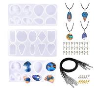 Cayway 3 PCS Silicone Moule pour Bijoux, Island Ocean Moule Époxy Résine Bijoux Silicone pour Pendentifs, Boucle de Pendentif, Corde de Cire Noire pour Pendentifs, Collier, Fabrication de Bijoux