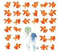Cayway 32 PCS Poissons Artificiels pour Décoration D'aquarium Silicone Méduse Artificielle, Décorations D'ornement de Faux Poisson Flottant Artificiellement pour Aquarium