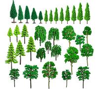 Cayway 34 Pcs Modèle Arbres, 3~15.5CM Arbre Modèle Mixte, 6 Différentes Couleurs Mélangées Train Arbre Arbres Scénarios Rail pour Scénario DIY Paysage