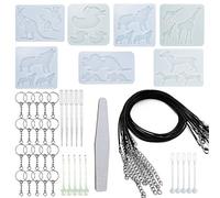 Cayway 39 PCS Silicone Moule pour Bijoux Animale Moulle Silicone Moule Résine Epoxy avec Trou Resin Molds pour DIY Porte-Clés Artisanat