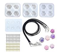 Cayway 4 PCS Moules en Silicone pour Résine, Patte de Chat Moule Resine Silicone, Griffe D'ours Moulle Silicone Resine Epoxy pour Résine DIY, Pendentif, Porte-Clés