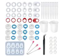Cayway 45 PCS Moule en Silicone Bague, 28 PCS Bague Moulle Silicone Resine Bijoux Moule pour La Fabrication D'argile Liquide, Résine Epoxy, Bijoux