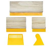 Cayway 5 PCS Raclettes Sérigraphiées en Bois, Raclette Serigraphie en Caoutchouc avec Poignée en Bois, Grattoir en Plastique, Raclette Sérigraphie Bois Grattoir D'Encre Écran pour Impression D'Écran
