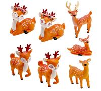 Cayway 7 PCS Cerf Miniatures, Mini Cerf, Accessoires de Jardin Miniature, Miniature Jardin Ornement de Mini Décoration de Légumes pour Décoration de Maison de Poupée