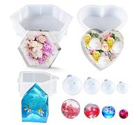 Cayway 7 PCS Grand Moules en Résine Hexagone Moule pour Resine Epoxy Sphère Moules en Silicone Maison Moulle Resine Epoxy pour La Préservation Des Fleurs, Décorations pour La Maison