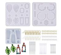 Cayway 78 PCS Silicone Moule pour Bijoux, Boucle D'oreille Moules en Résine Epoxy, 20 PCS Crochets D'oreille et Anneaux de Saut pour Boucles D'oreilles en Résine