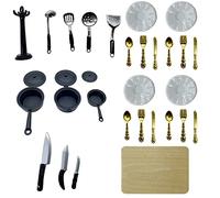 Cayway Accessoires de cuisine miniatures - Accessoires de cuisine miniatures - Accessoires de cuisine - Mini casserole, plat, couteau, fourchette