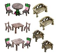 Cayway Accessoires de Jardin Miniatures, 17 Pièces Ensemble Table et Chaises Miniatures, D'Accessoires Jardin Miniature, Kit d'Ornement Miniature de Mini pour Décorer Les Mini Jardins