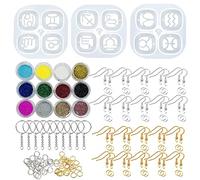 Cayway Constellation Silicone Moule pour Bijoux, 3 PCS Zodiaque Boucle D'oreille Moules en Résine Epoxy, Crochets D'oreille et Anneaux de Saut, Paillettes pour Boucles D'oreilles