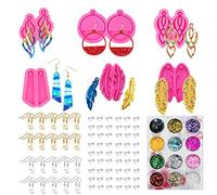 Cayway des Boucles d'oreilles Moules en Résine, 6 PCS Silicone Moules Bijoux Résine, Crochet d'oreille, Paillettes pour Porte-Clés, Boucles d'oreilles, Fabrication D'artisanat de Bricolage