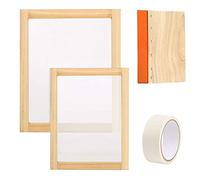 Cayway Kit de Sérigraphie, 4 PCS Kit de Démarrage pour Sérigraphie, Cadre de Sérigraphie, Raclettes et Ruban de Masque pour Débutants et Passionnés de Sérigraphie