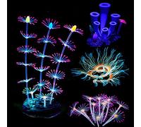 Cayway Lot de 4 plantes artificielles avec corail en silicone et anémone de mer artificielle pour aquarium