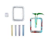 Cayway Moule en résine pour station de propagation de plantes, vase rectangulaire en silicone pour moulage de résine avec 4 tubes à essai en acrylique pour plantes hydroponiques, décoration de maison ou de bureau