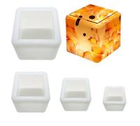 Cayway Moule Silicone Résine 4 PCS Moules en Silicone en Résine Cube avec Orgonite Autocollant pour Artisanat, Décorations pour La Maison