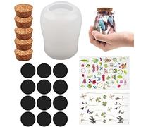 Cayway Moules en Résine, Pot Silicone Moules Bijoux Résine avec Couvercles en Liège, Matériau de Remplissage pour Le Stockage de Bouteilles de Bricolage