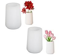 Cayway Moules en Silicone en Forme de Vase, Moules en Résine Vase Foral pour Résine Epoxy, Décoration de La Maison, Rayé et Brillant