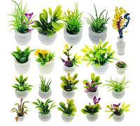 Cayway Plantes en Pot Maison de Poupée Plante 20 Pz Pot de Fleur Miniatures Décorations Ornement de Miniature de Fée pour Maison de Poupée, L'intérieur, Bureau, Jardin