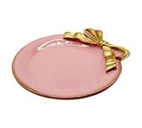 Cayway Plateau décoratif vintage en résine, plateau vintage en résine, motif nœud papillon, assiette pour fruits, bagues, bracelets, boucles d'oreilles, cercle et rose