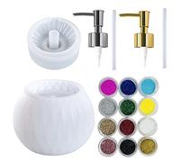 Cayway Silicone Moules Bijoux Résine, Diamant Rond Bouteille Moule en Résine de Silicone pour Grand Pot avec Pompe et Pompes pour La Fabrication de Bouteilles de Bricolage