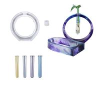 Cayway Vase en Résine Moule en Résine pour Station Ovale Plantes Tube à Essai Vase en Silicone Moule avec Tubes à Essai pour Les Plantes Hydroponiques, Décor de Bureau à Domicile