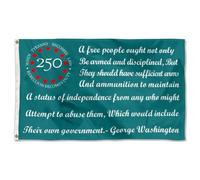 Cayyon Drapeau citation George Washington Second Amendment, bleu sarcelle, 1,5 x 0,9 m, polyester, imprimé dos miroir, œillets, design 250e anniversaire