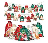 CaYYYZC 2025 Noël Calendrier de l'avent Diy à Remplir,2 Tailles Pochette Calendrier de l'Avent 24 Sachets en Tissu,Ficelle de Jute et Pinces en Bois,Cadeau Pochon Sac Decoration Noel