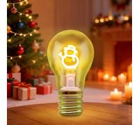 CaYYYZC Vintage Père Noël Lampe de Table en Forme d'Ampoule Dimmable,Ampoule Rechargeable par USB,Convient comme Cadeau,Veilleuse,Décoration de Fête,Lumière d'Ambiance (bonhomme de neige)