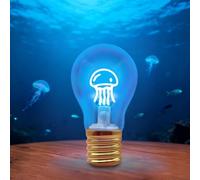 CaYYYZC Vintage Père Noël Lampe de Table en Forme d'Ampoule Dimmable,Ampoule Rechargeable par USB,Convient comme Cadeau,Veilleuse,Décoration de Fête,Lumière d'Ambiance (méduse)