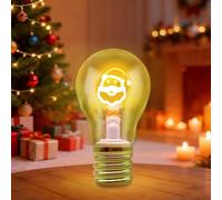 CaYYYZC Vintage Père Noël Lampe de Table en Forme d'Ampoule Dimmable,Ampoule Rechargeable par USB,Convient comme Cadeau,Veilleuse,Décoration de Fête,Lumière d'Ambiance (le père Noël)