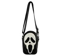 CazDopaM Joli sac à main en polyuréthane pour femme avec visage de fantôme, noir