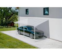 CAZEBOO Abri Voiture Aluminium KLEO 4,5x3m Blanc - Toit Terrasse Pergola Adossée 13,5m² - Toiture Polycarbonate Transparent UV30+ - Protection Soleil Pluie - Solide Anticorrosion - Montage Facile