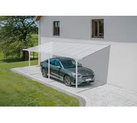 Cazeboo Carport Abri Voiture Toit Terrasse KLEO - 15 m² 5x3 m Aluminium Blanc Polycarbonate Anti-UV - Pergola adossée Robuste Anti-Rouille - Protection Pluie Neige Soleil - 500 x 300 cm