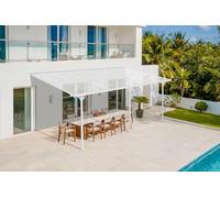 Cazeboo Carport Abri Voiture Toit Terrasse KLEO - 16,5 m² 5,5x3 m Aluminium Blanc Polycarbonate Anti-UV - Pergola adossée Robuste Anti-Rouille - Protection Pluie Neige Soleil - 550 x 300 cm