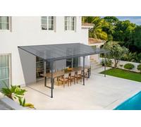 Cazeboo Carport Abri Voiture Toit Terrasse KLEO - 16,5 m² 5,5x3 m Aluminium Gris Anthracite Polycarbonate Anti-UV - Pergola adossée Robuste Anti-Rouille - Protection Pluie Neige Soleil - 556 x 300 cm