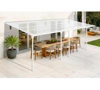 Cazeboo Carport Abri Voiture Toit Terrasse KLEO - 18 m² 6x3 m Aluminium Blanc Polycarbonate Anti-UV - Pergola adossée Robuste Anti-Rouille - Protection Pluie Neige Soleil - 626 x 300 cm