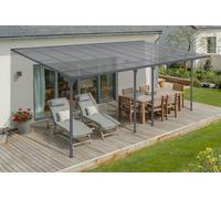 Cazeboo Carport Abri Voiture Toit Terrasse KLEO - 18 m² 6x3 m Aluminium Gris Anthracite Polycarbonate Anti-UV - Pergola adossée Robuste Anti-Rouille - Protection Pluie Neige Soleil - 626 x 300 cm