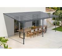 Pergola/Carport adossée - Abri de voiture - Cazeboo - KLEO - 5,5x3m - Gris - Aluminium - 16,5m² - Toit polycarbonate