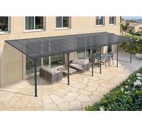CAZEBOO Carport Pergola Adossée Aluminium KLEO 990x300 cm 10x3 m 30 m² Gris Anthracite Design Moderne Protection Terrasse Véhicules Résistant Anti-UV Haute Qualité Toit Polycarbonate UV30+
