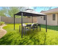 Cazeboo Kiosque de Jardin SAO, L.300 x P.300 cm, Gris Clair, Pavillon de Jardin Acier, Toit Polycarbonate, Déperlant, 9m²