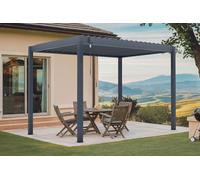 CAZEBOO Pergola Bioclimatique 3x2m Autoportée Piana - Aluminium Gris Lames Orientables en Acier - Tonnelle de Jardin Abri Terrasse - Résistante Vent - Protection Soleil Pluie - Montage Facile Durable